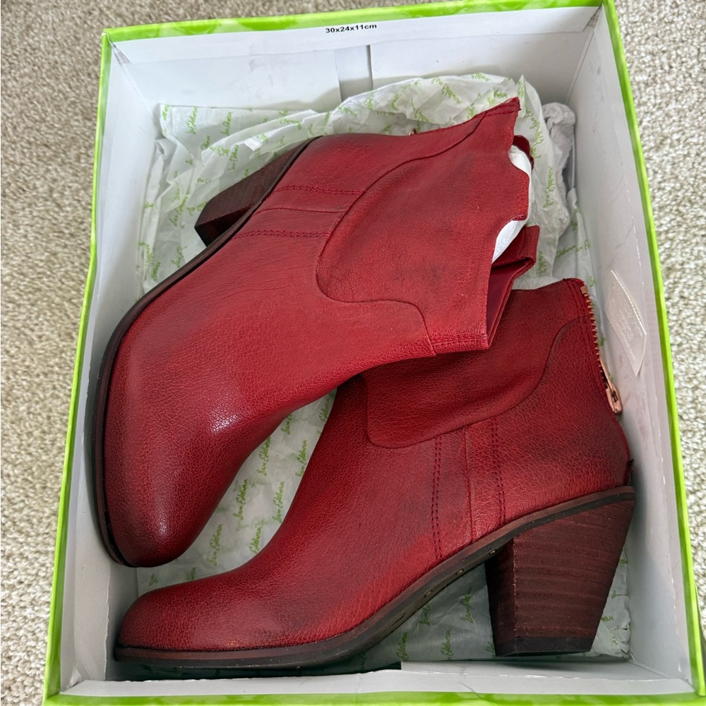 Sam Edelman Lisle Leather Boots in Red